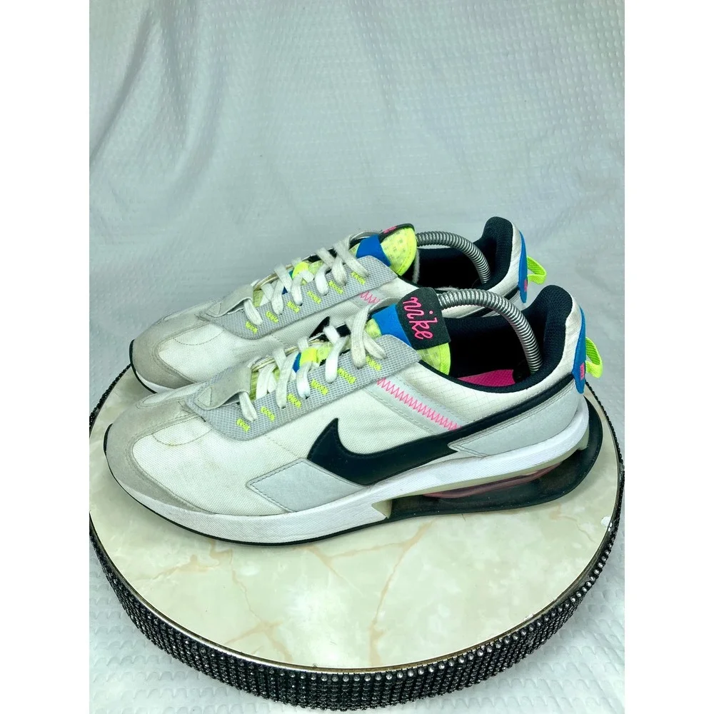 Nike Air Max Pre-Day Running Shoes Mens 10 White Platinum Volt Sporty Sneakers